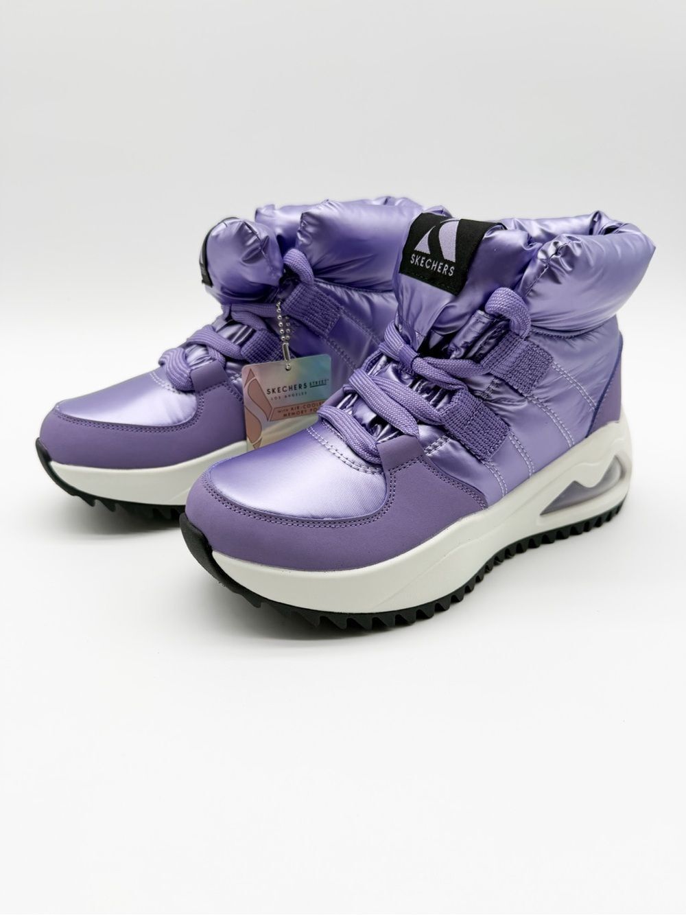Skechers Uno Peaks Moon Puffz Puffer Sneaker Ankle Boot Memory Foam Purple 5 NEW